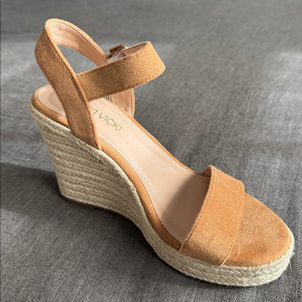 Tan Suede Wedge Sandals